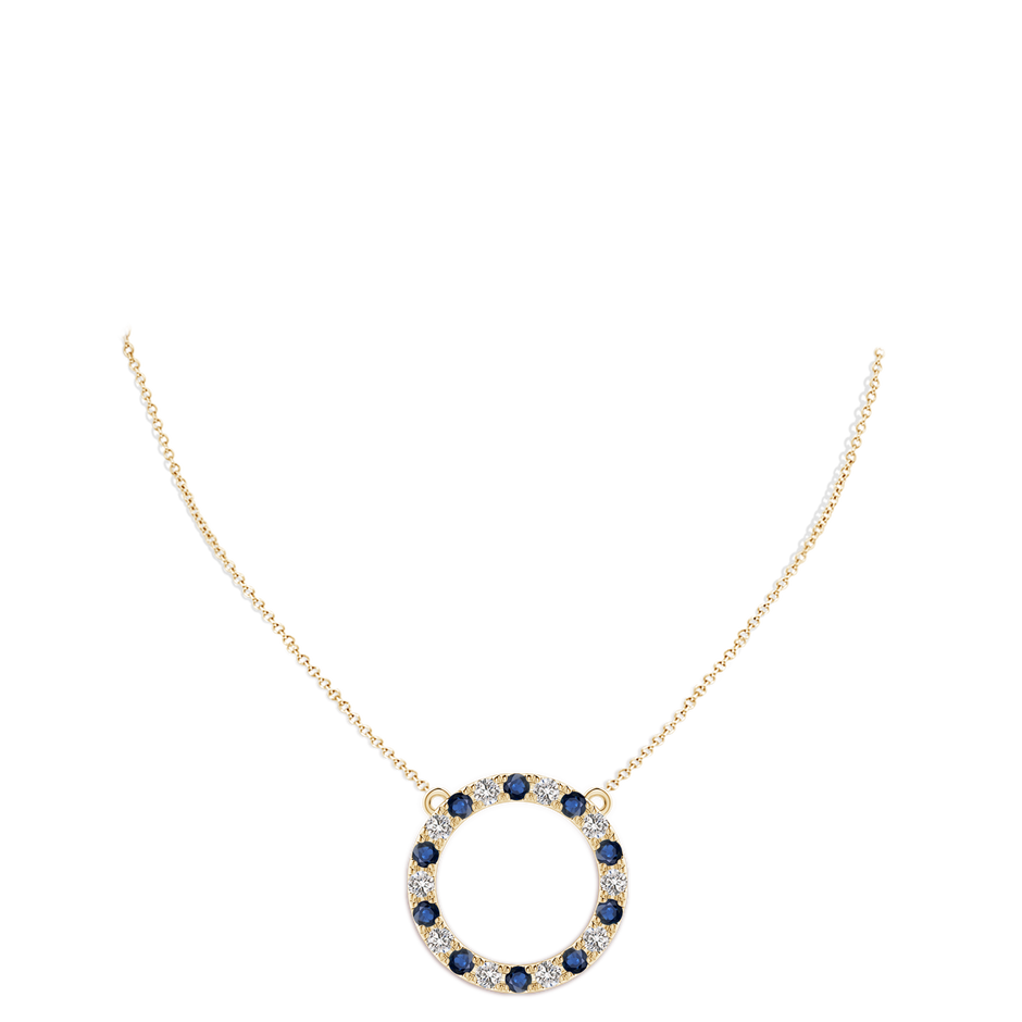 3.5mm AA Sapphire and Diamond Open Circle Eternity Pendant in Yellow Gold pen