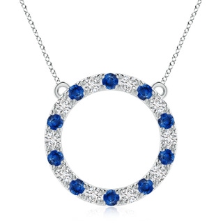 3.5mm AAA Sapphire and Diamond Open Circle Eternity Pendant in P950 Platinum