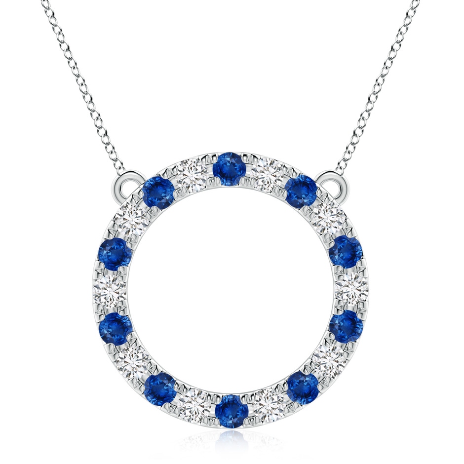 3.5mm AAA Sapphire and Diamond Open Circle Eternity Pendant in P950 Platinum 