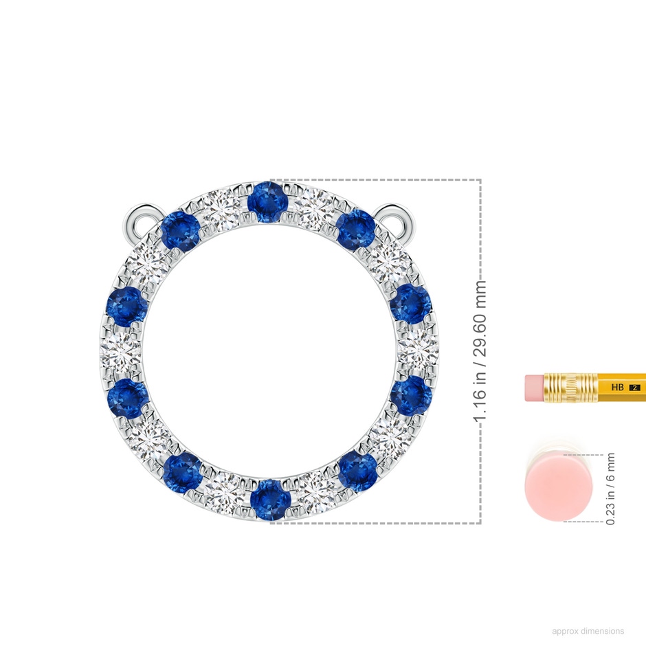 3.5mm AAA Sapphire and Diamond Open Circle Eternity Pendant in P950 Platinum ruler