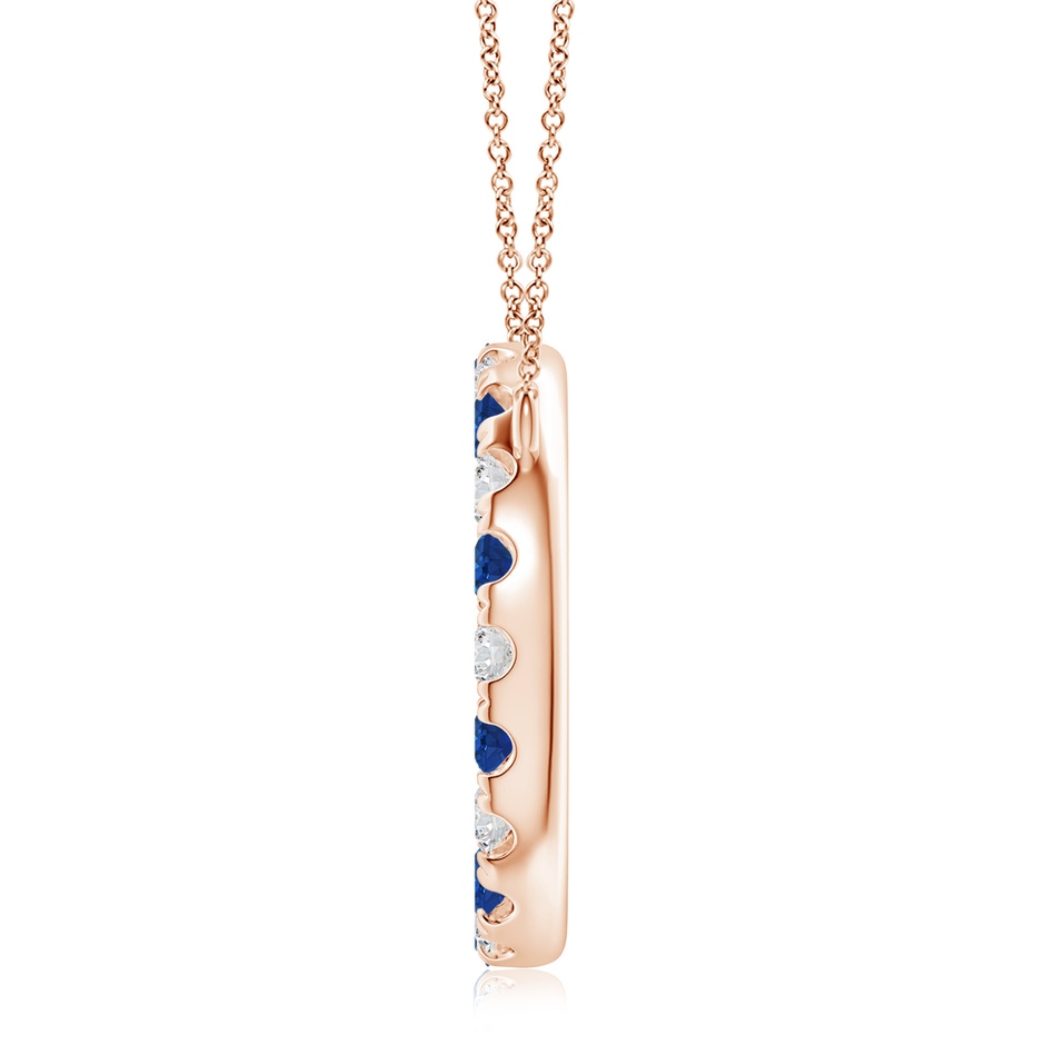 3.5mm AAA Sapphire and Diamond Open Circle Eternity Pendant in Rose Gold side 199