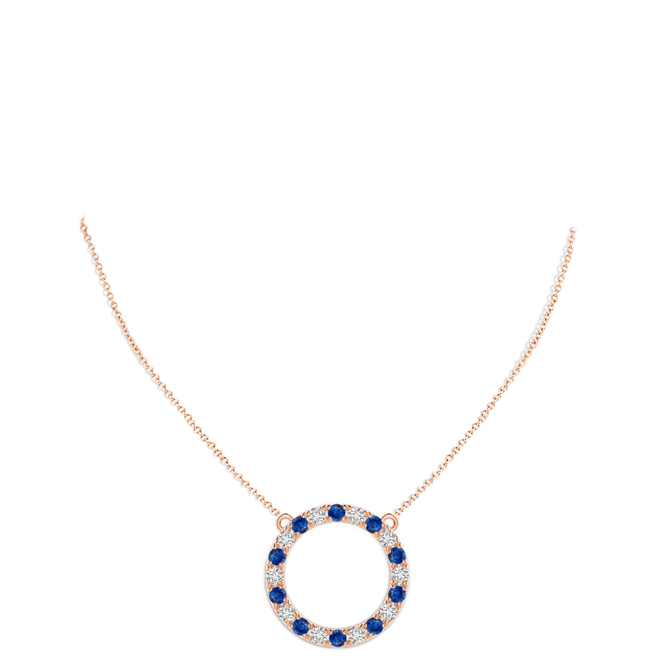3.5mm AAA Sapphire and Diamond Open Circle Eternity Pendant in Rose Gold pen