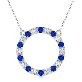 3.5mm AAAA Sapphire and Diamond Open Circle Eternity Pendant in P950 Platinum