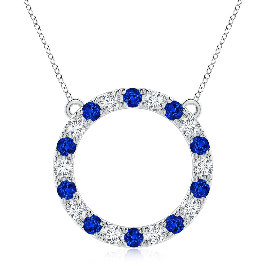 3.5mm Lab-Grown Sapphire and Diamond Open Circle Eternity Pendant in P950 Platinum 