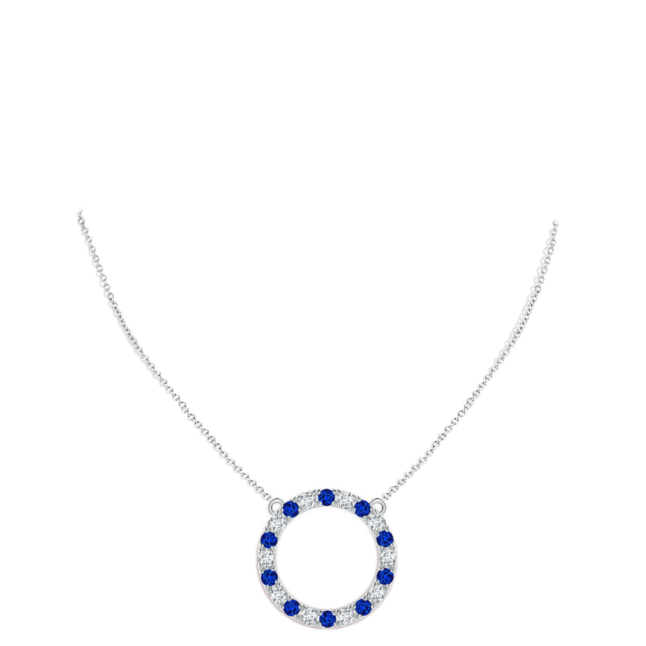 3.5mm Lab-Grown Sapphire and Diamond Open Circle Eternity Pendant in P950 Platinum pen