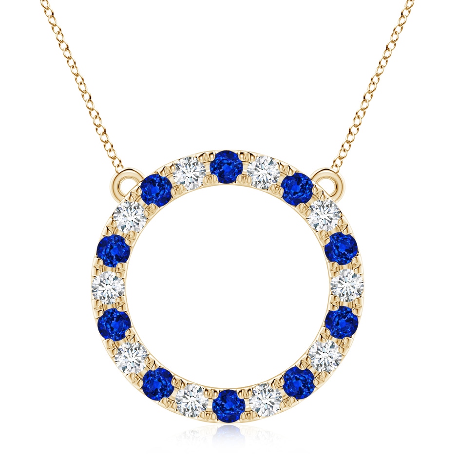 3.5mm Lab-Grown Sapphire and Diamond Open Circle Eternity Pendant in Yellow Gold 