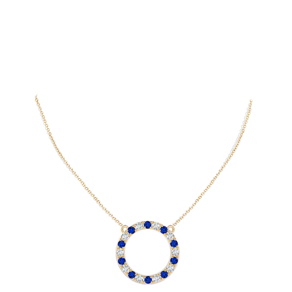 3.5mm Lab-Grown Sapphire and Diamond Open Circle Eternity Pendant in Yellow Gold pen
