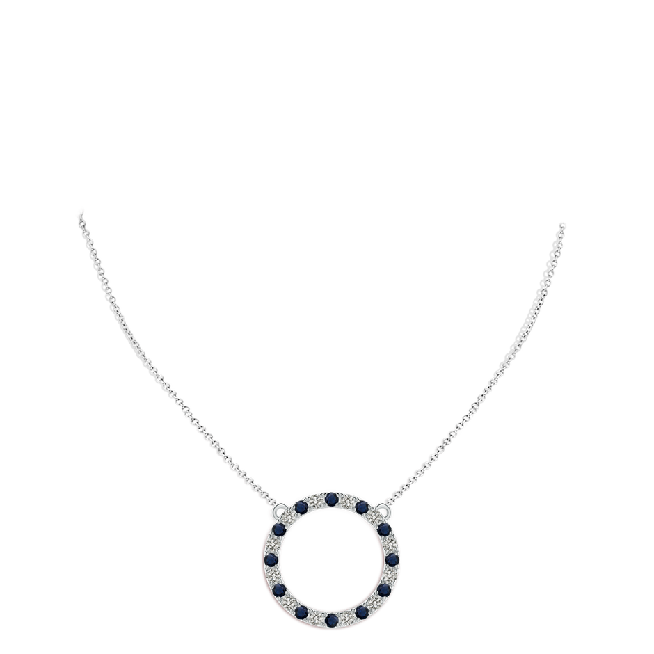 3mm A Sapphire and Diamond Open Circle Eternity Pendant in White Gold pen