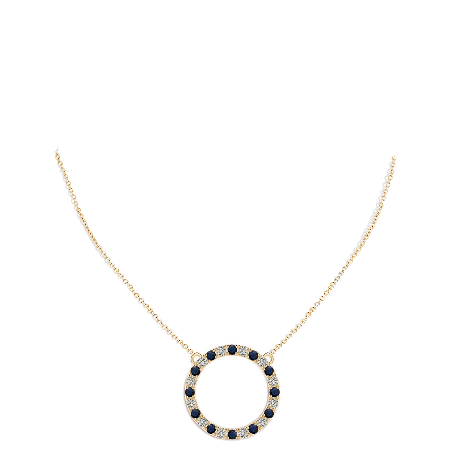 3mm A Sapphire and Diamond Open Circle Eternity Pendant in Yellow Gold pen