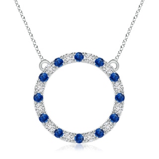 3mm AAA Sapphire and Diamond Open Circle Eternity Pendant in P950 Platinum