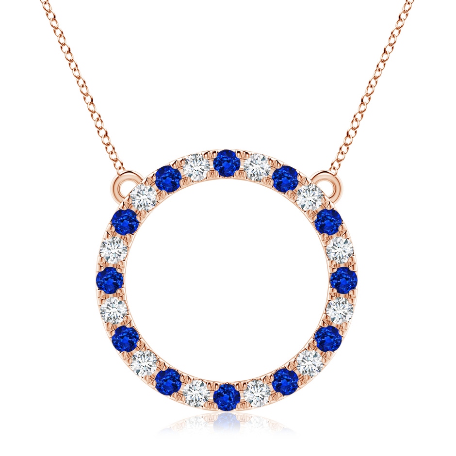 3mm AAAA Sapphire and Diamond Open Circle Eternity Pendant in 18K Rose Gold 
