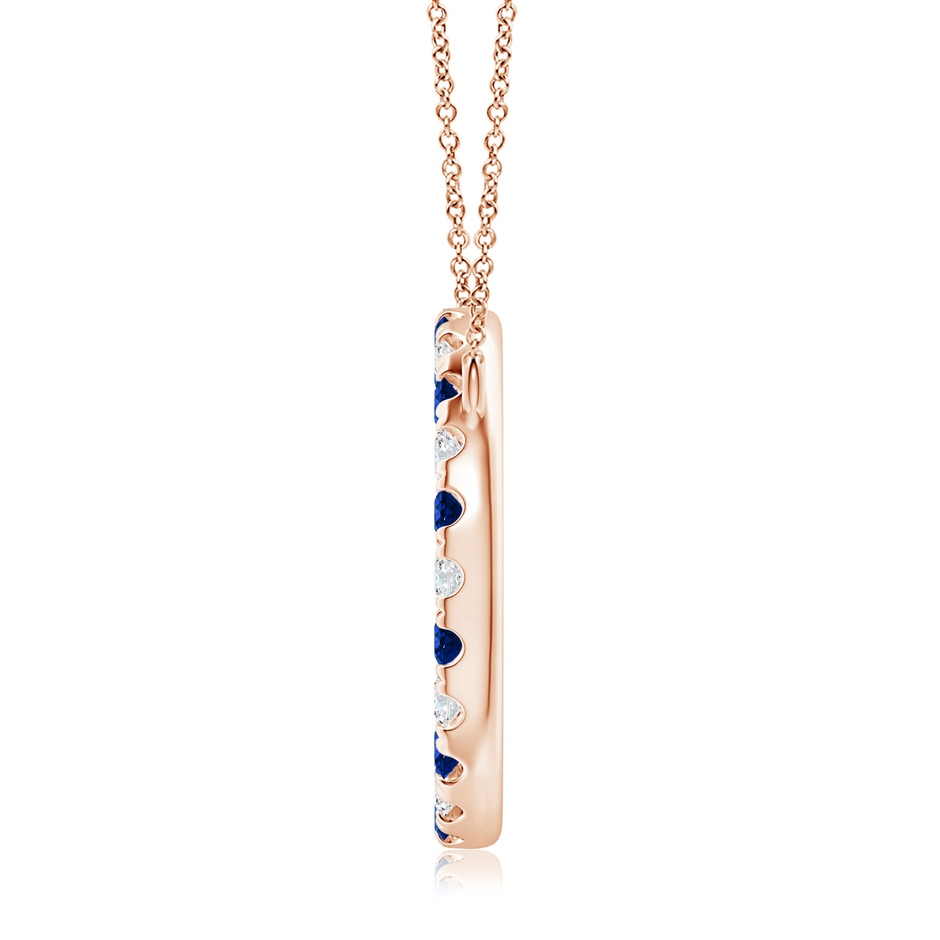 3mm AAAA Sapphire and Diamond Open Circle Eternity Pendant in 18K Rose Gold side 199