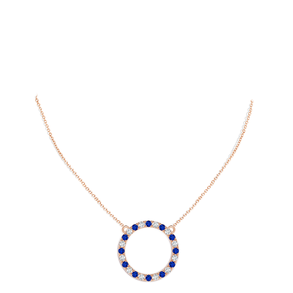3mm AAAA Sapphire and Diamond Open Circle Eternity Pendant in 18K Rose Gold pen