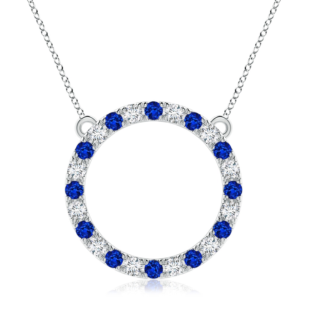 3mm Lab-Grown Sapphire and Diamond Open Circle Eternity Pendant in P950 Platinum