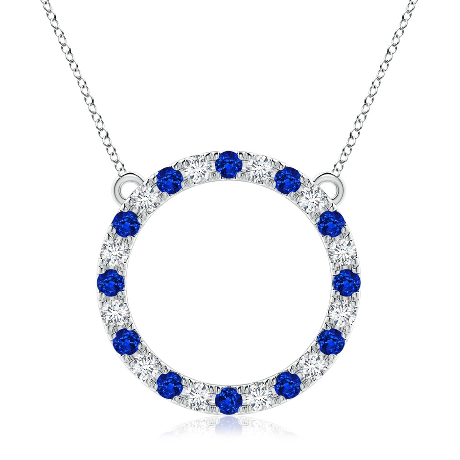 3mm Lab-Grown Sapphire and Diamond Open Circle Eternity Pendant in P950 Platinum 