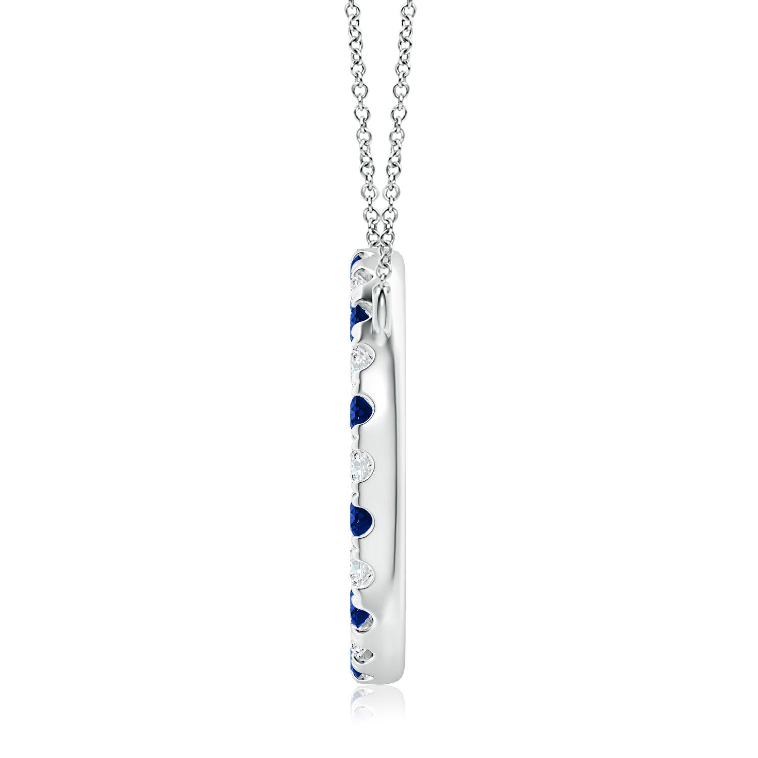 3mm AAAA Sapphire and Diamond Open Circle Eternity Pendant in P950 Platinum - side 3