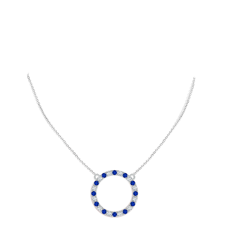 3mm Lab-Grown Sapphire and Diamond Open Circle Eternity Pendant in P950 Platinum pen