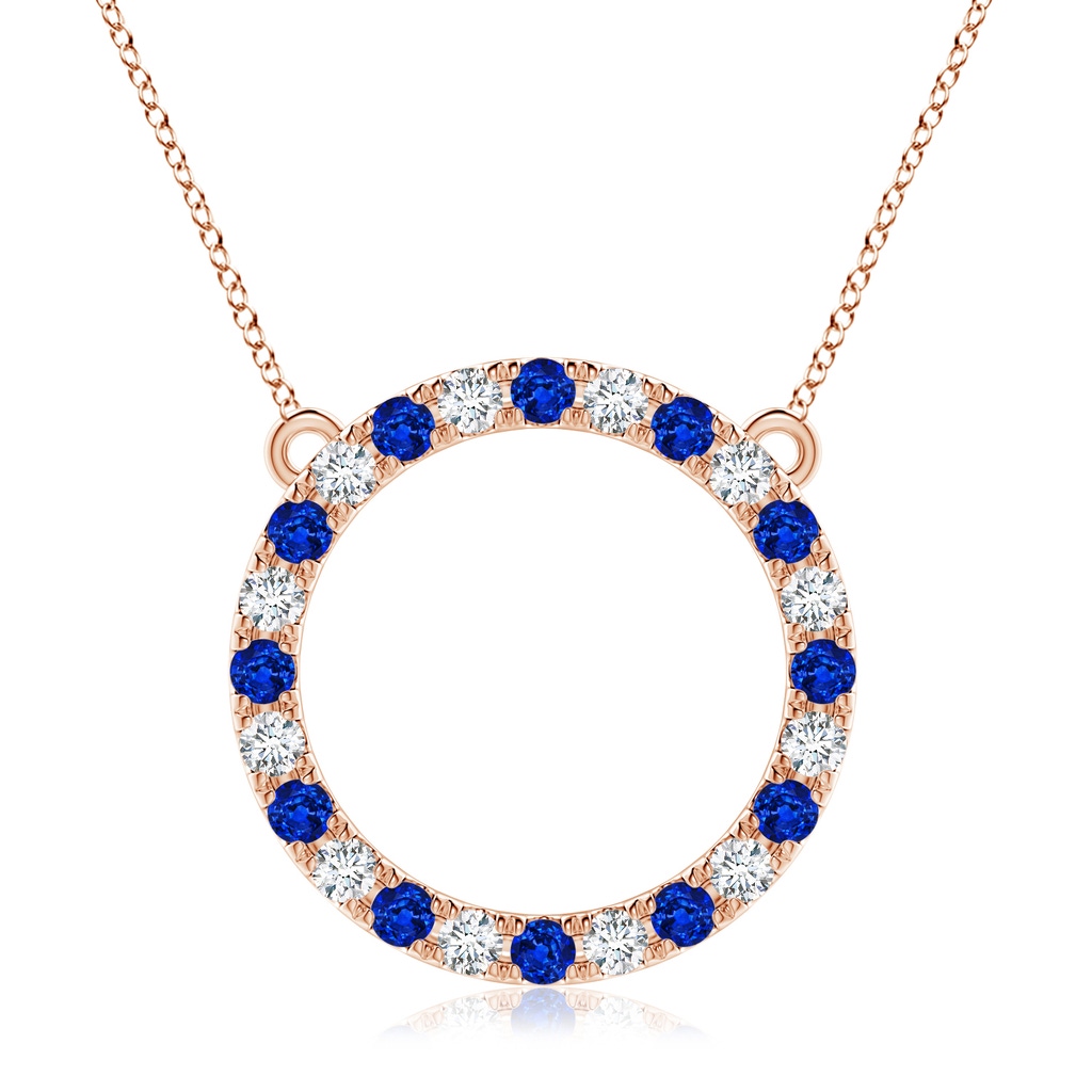 3mm Lab-Grown Sapphire and Diamond Open Circle Eternity Pendant in Rose Gold