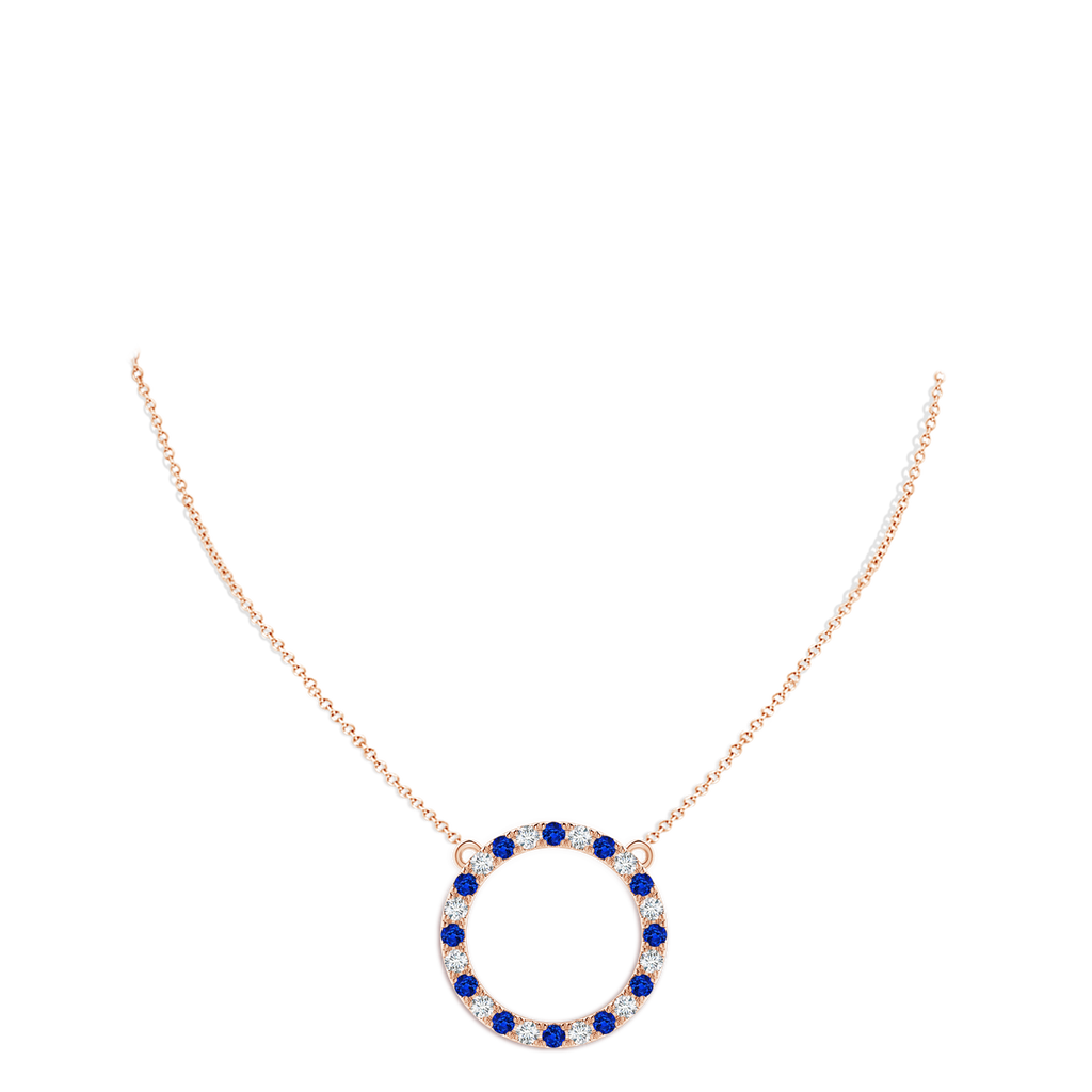 3mm AAAA Sapphire and Diamond Open Circle Eternity Pendant in Rose Gold pen