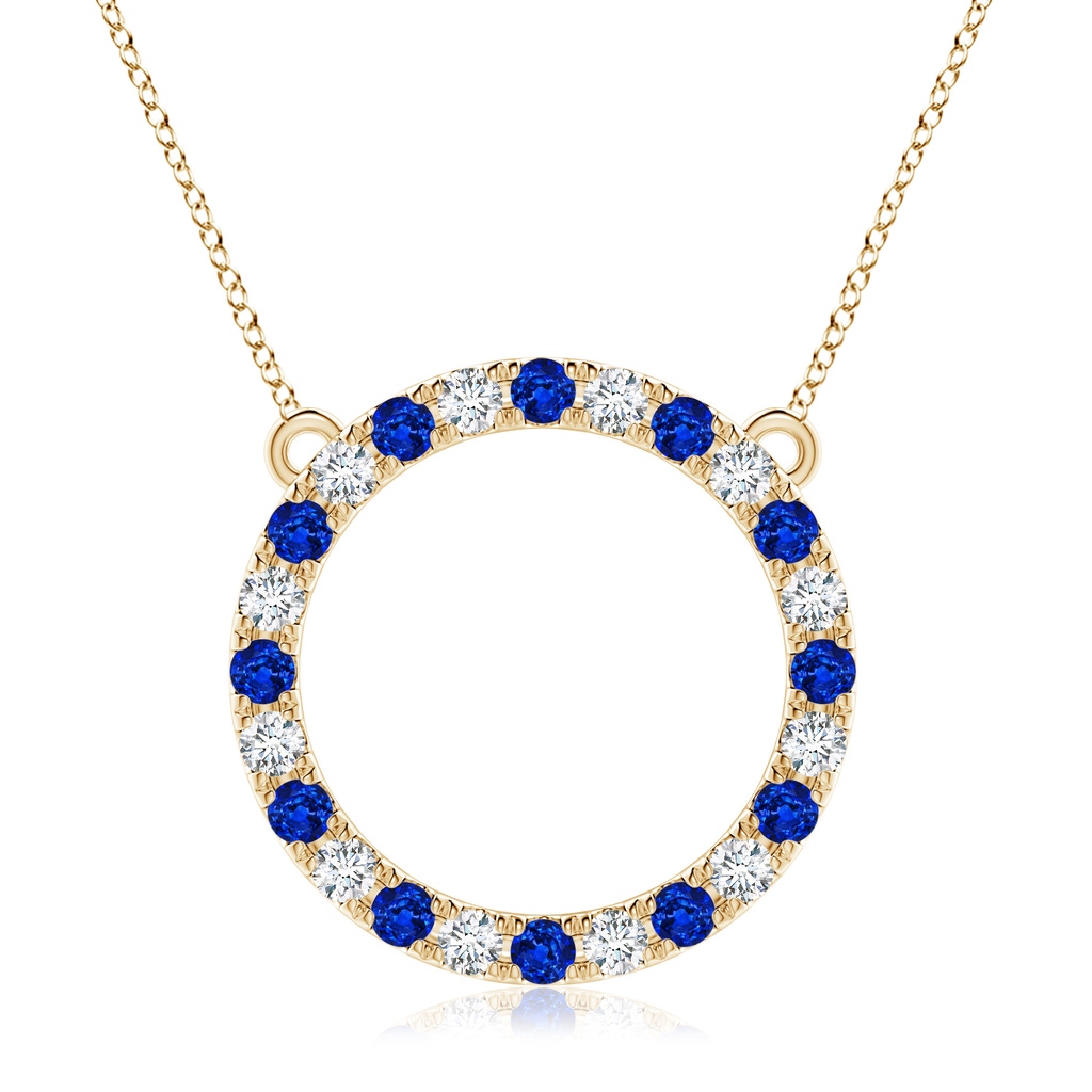 3mm Lab-Grown Sapphire and Diamond Open Circle Eternity Pendant in Yellow Gold