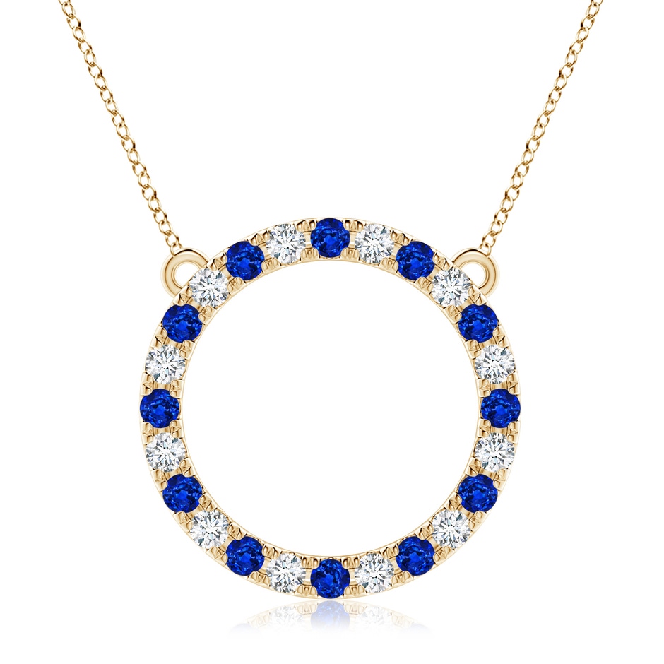 3mm Lab-Grown Sapphire and Diamond Open Circle Eternity Pendant in Yellow Gold 