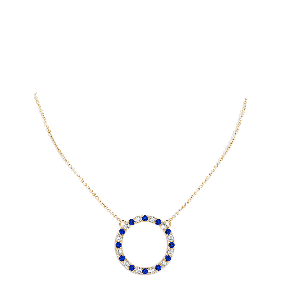 3mm Lab-Grown Sapphire and Diamond Open Circle Eternity Pendant in Yellow Gold pen