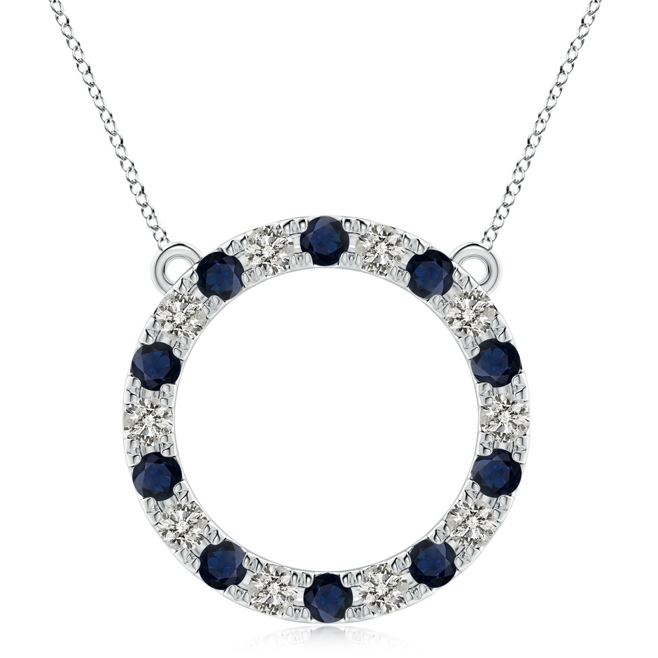 4mm A Sapphire and Diamond Open Circle Eternity Pendant in P950 Platinum 
