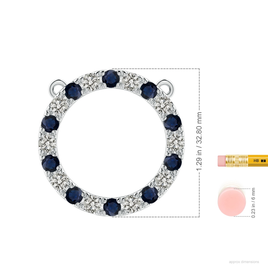 4mm A Sapphire and Diamond Open Circle Eternity Pendant in P950 Platinum ruler