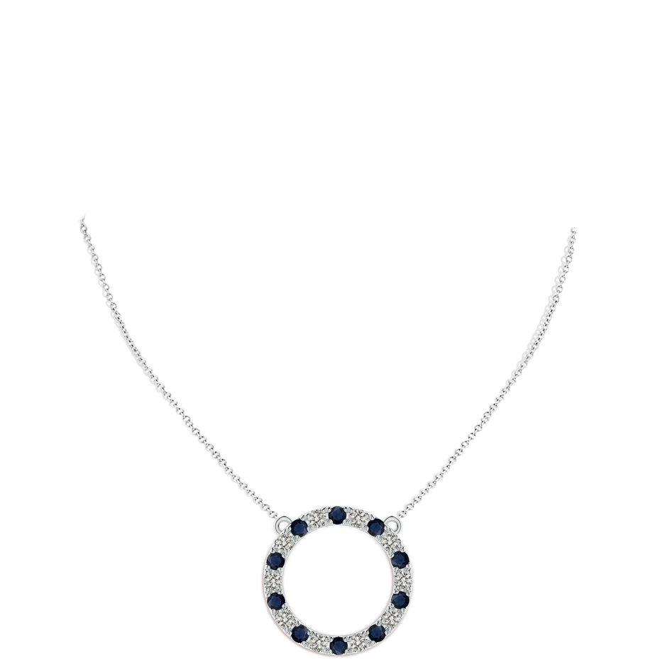 4mm A Sapphire and Diamond Open Circle Eternity Pendant in P950 Platinum pen