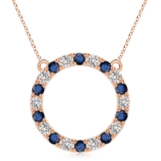 4mm AA Sapphire and Diamond Open Circle Eternity Pendant in 10K Rose Gold