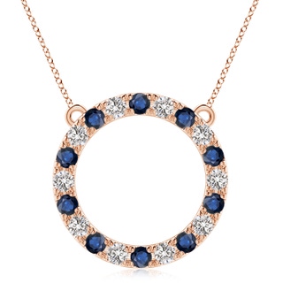 4mm AA Sapphire and Diamond Open Circle Eternity Pendant in 18K Rose Gold