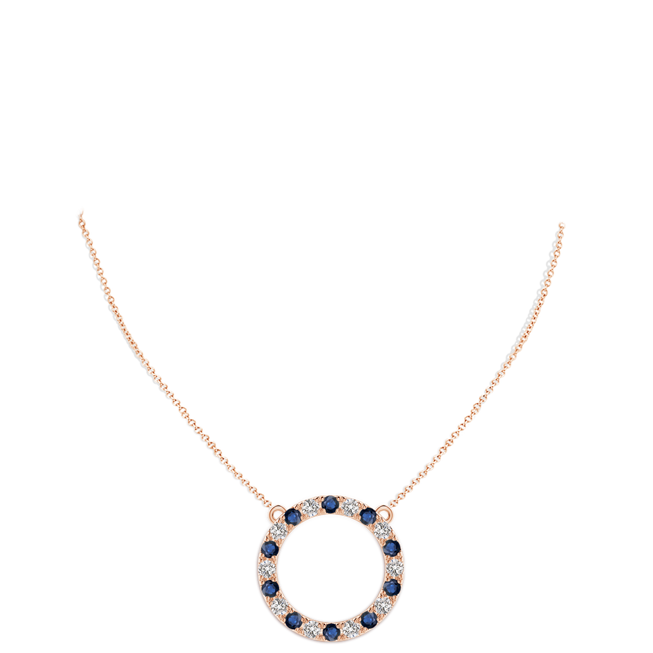 4mm AA Sapphire and Diamond Open Circle Eternity Pendant in Rose Gold pen