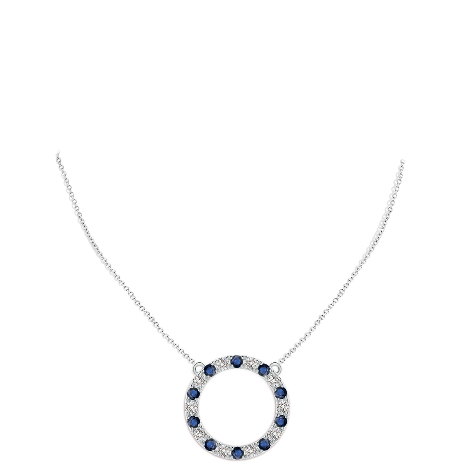 4mm AA Sapphire and Diamond Open Circle Eternity Pendant in White Gold pen