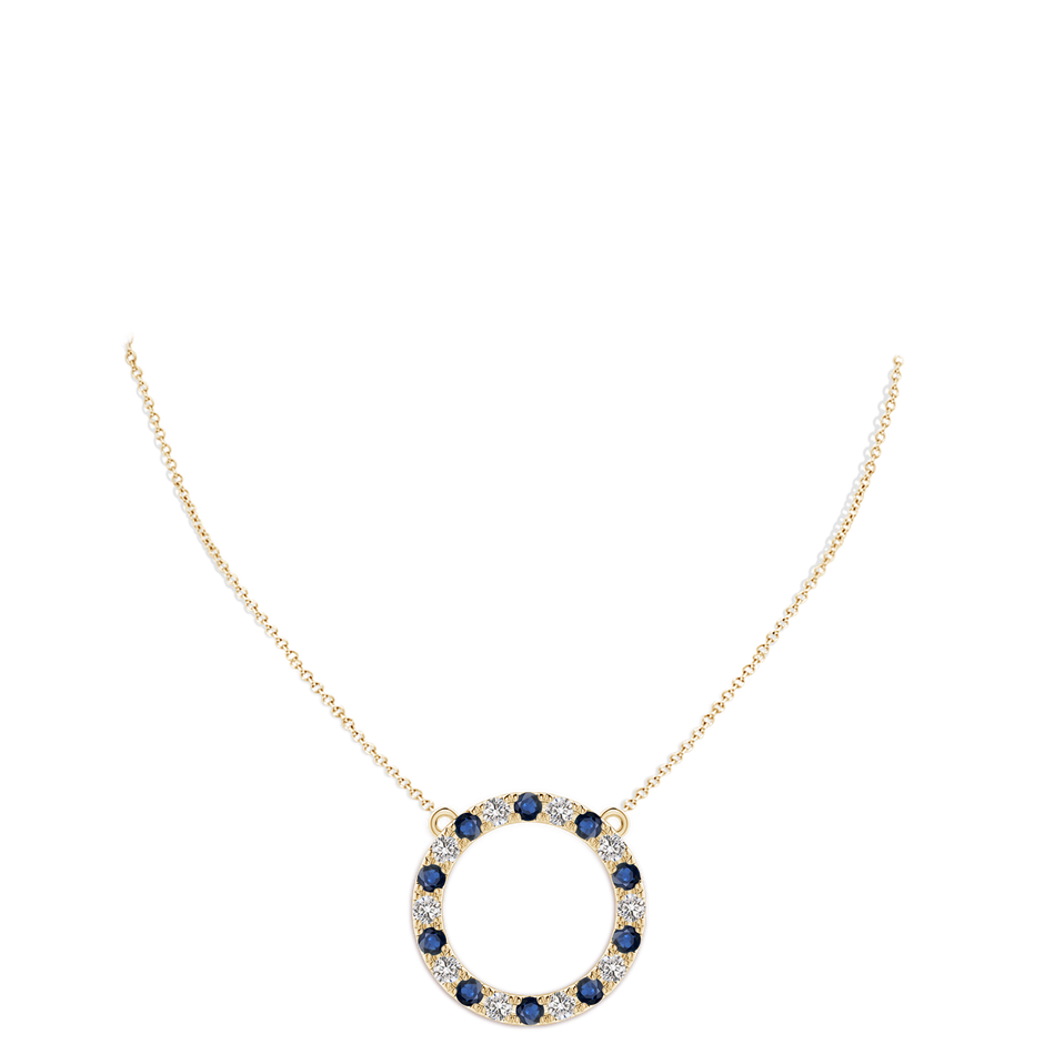 4mm AA Sapphire and Diamond Open Circle Eternity Pendant in Yellow Gold pen