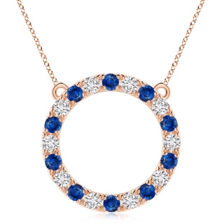 4mm AAA Sapphire and Diamond Open Circle Eternity Pendant in 10K Rose Gold