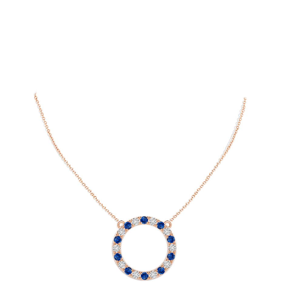 4mm AAA Sapphire and Diamond Open Circle Eternity Pendant in 18K Rose Gold pen