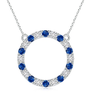 4mm AAA Sapphire and Diamond Open Circle Eternity Pendant in P950 Platinum