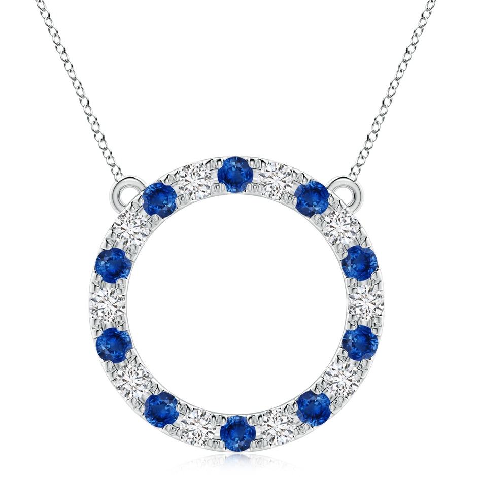 4mm AAA Sapphire and Diamond Open Circle Eternity Pendant in P950 Platinum 