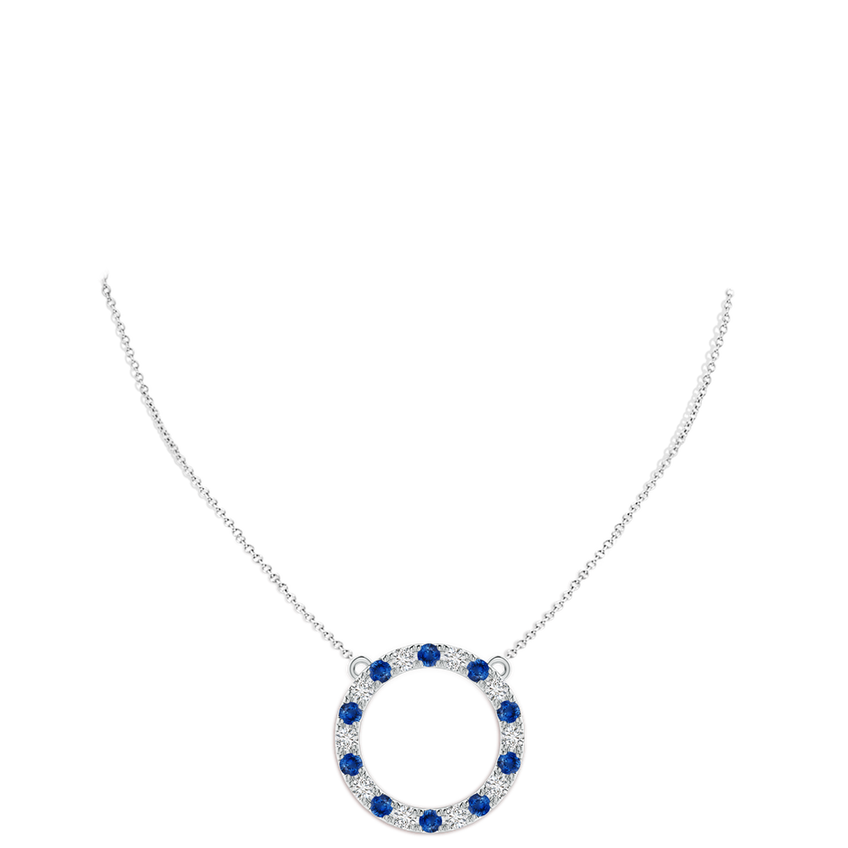 4mm AAA Sapphire and Diamond Open Circle Eternity Pendant in P950 Platinum pen