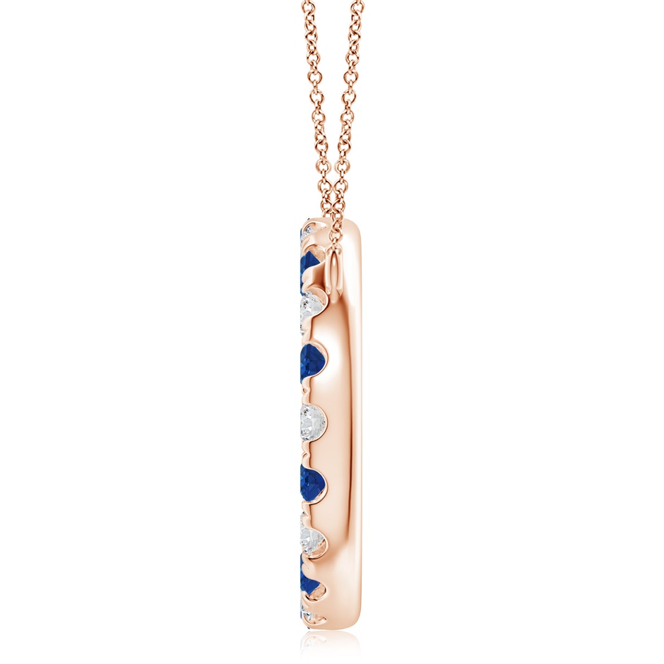 4mm AAA Sapphire and Diamond Open Circle Eternity Pendant in Rose Gold side 199