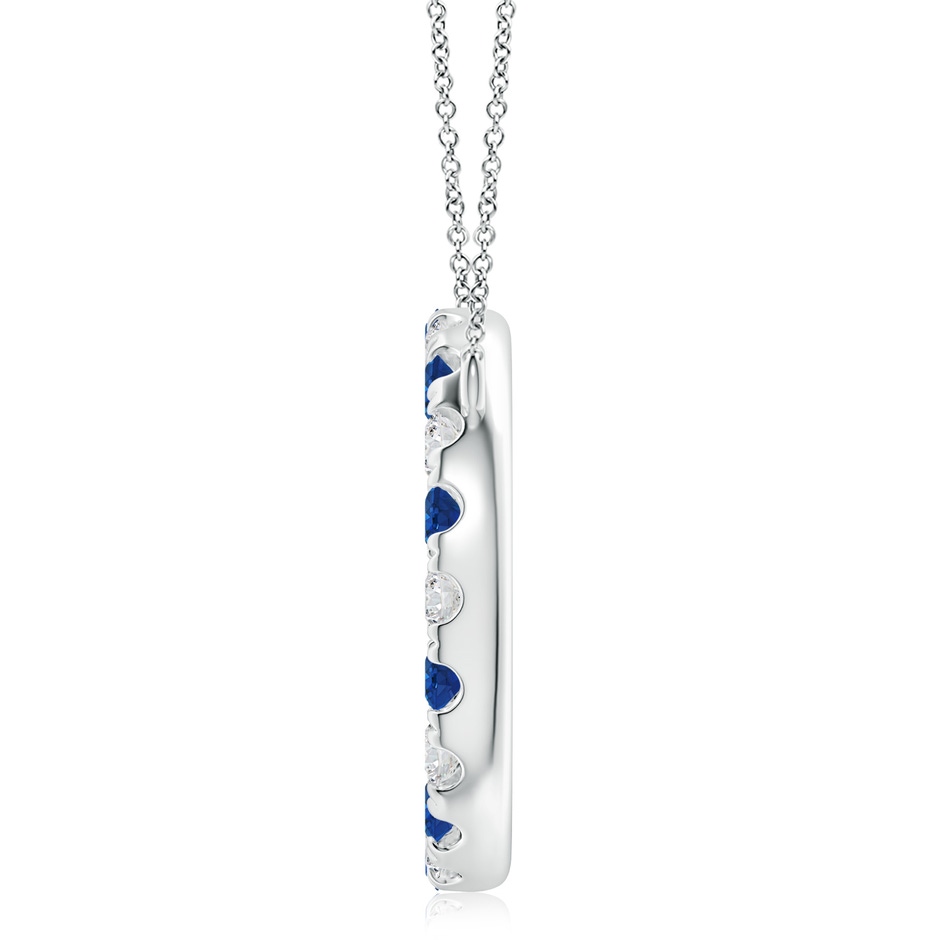 4mm AAA Sapphire and Diamond Open Circle Eternity Pendant in White Gold side 199