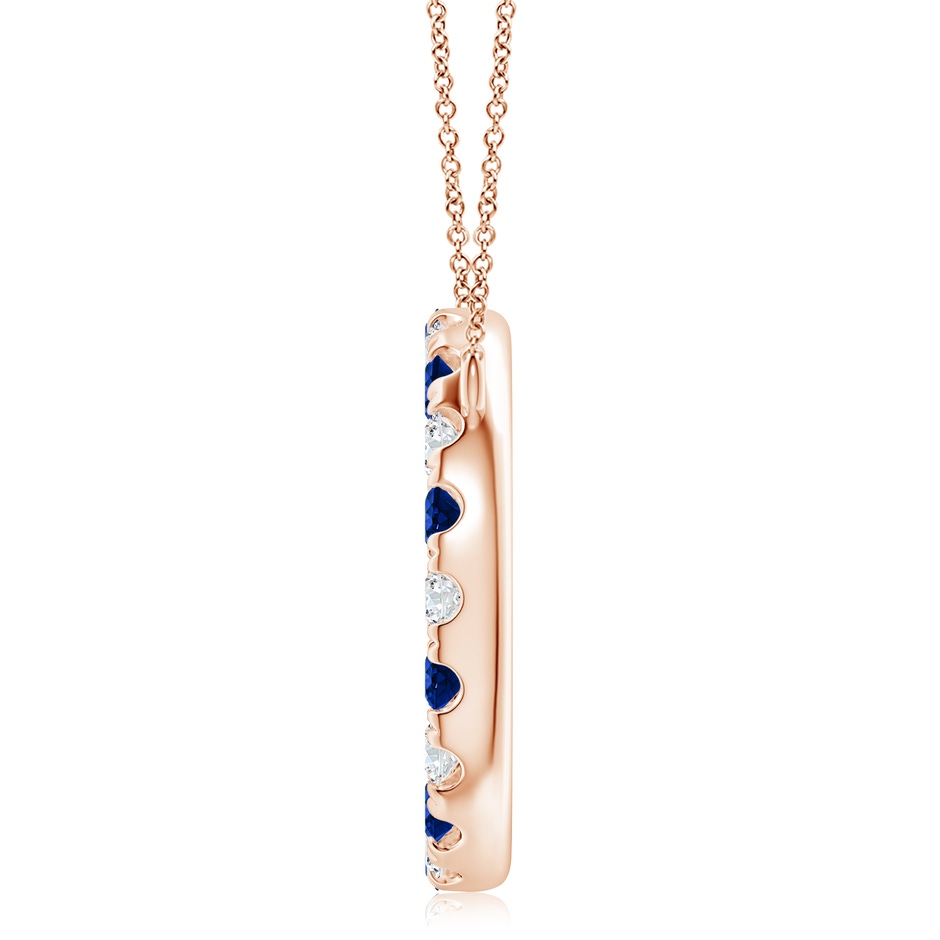 4mm AAAA Sapphire and Diamond Open Circle Eternity Pendant in 18K Rose Gold side 199