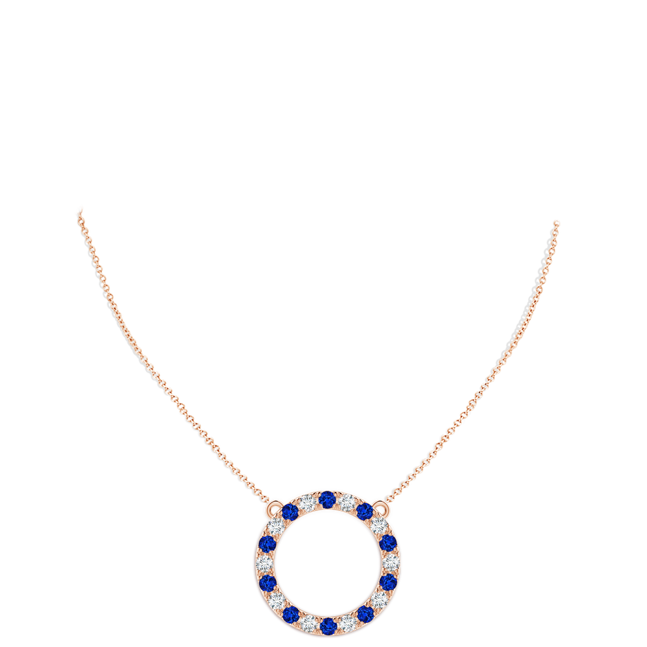 4mm AAAA Sapphire and Diamond Open Circle Eternity Pendant in 18K Rose Gold pen