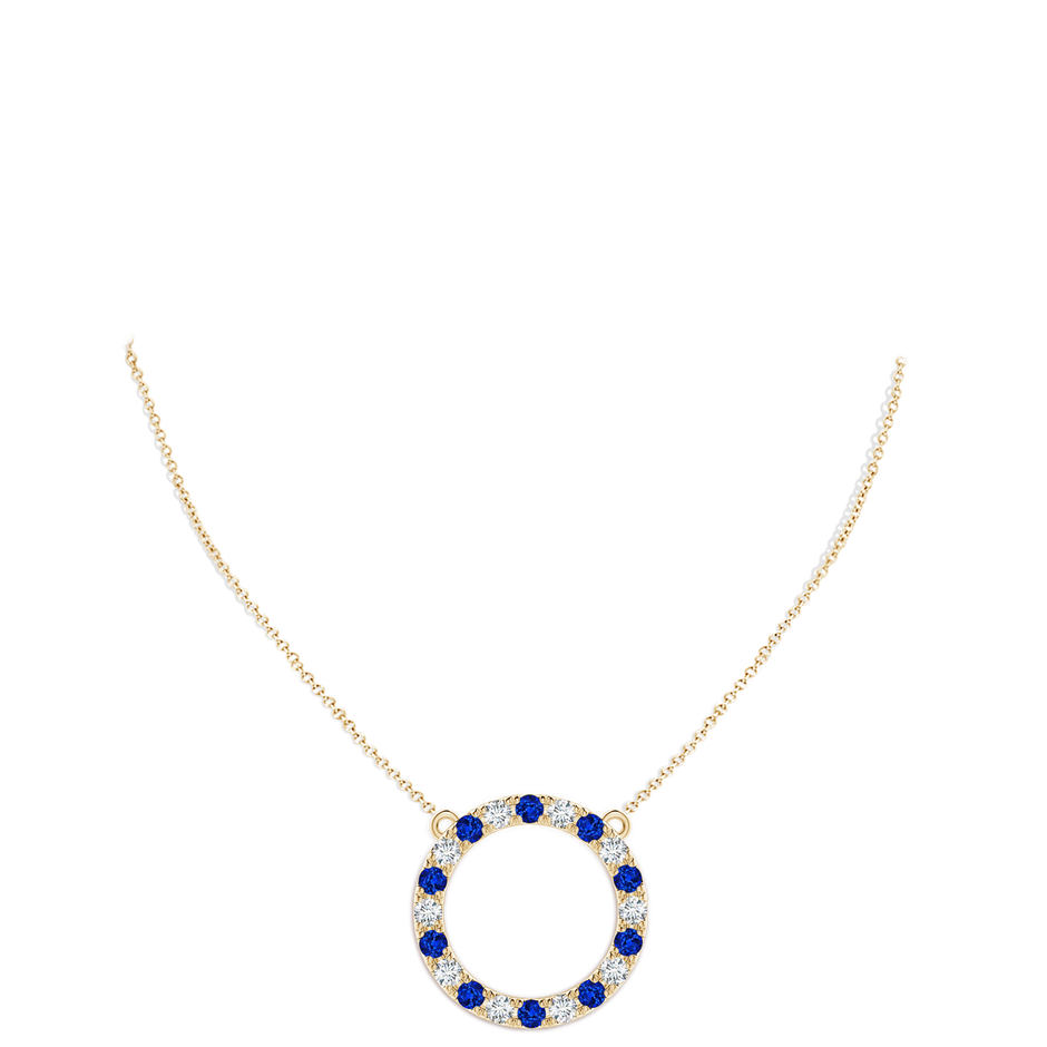 4mm AAAA Sapphire and Diamond Open Circle Eternity Pendant in 18K Yellow Gold pen