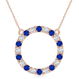 4mm AAAA Sapphire and Diamond Open Circle Eternity Pendant in 9K Rose Gold