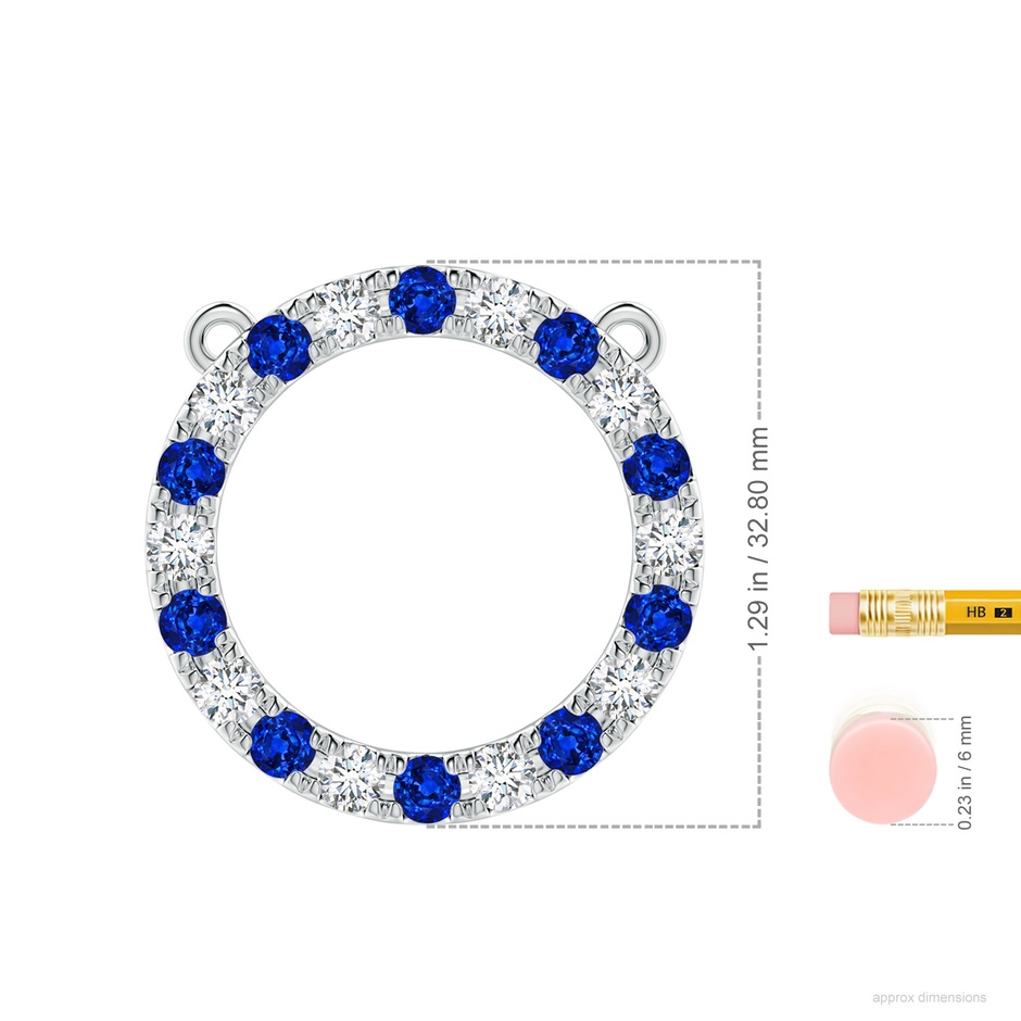 4mm Lab-Grown Sapphire and Diamond Open Circle Eternity Pendant in White Gold ruler