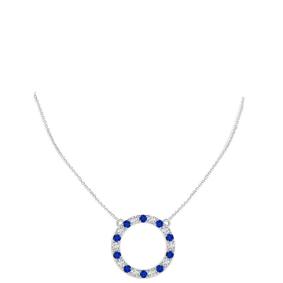 4mm Lab-Grown Sapphire and Diamond Open Circle Eternity Pendant in White Gold pen
