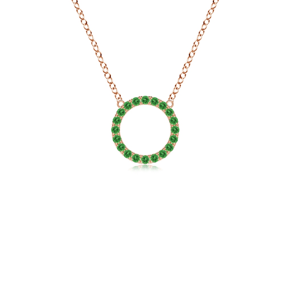 1.5mm AAAA Tsavorite Open Circle Eternity Pendant in Rose Gold