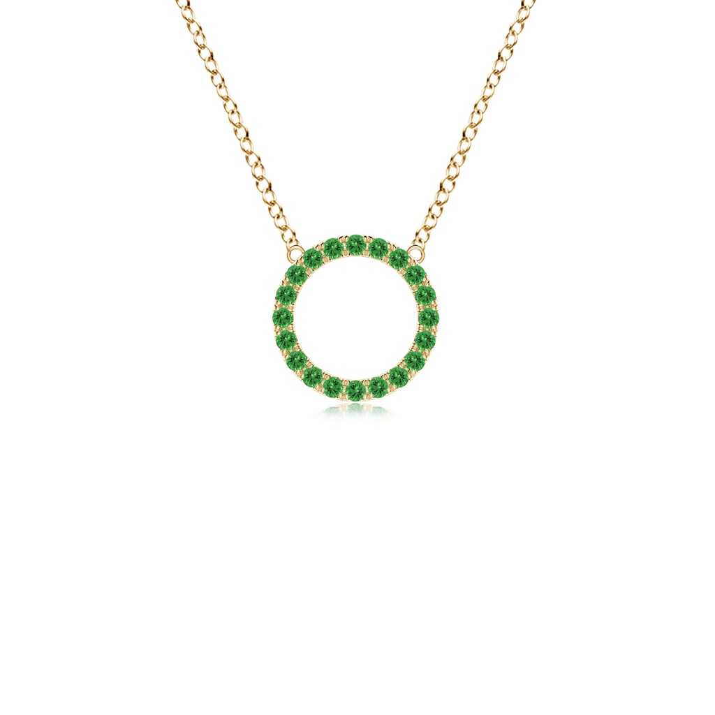 1.5mm AAAA Tsavorite Open Circle Eternity Pendant in Yellow Gold