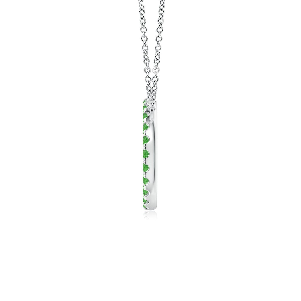 2mm AAA Tsavorite Open Circle Eternity Pendant in White Gold Side-1